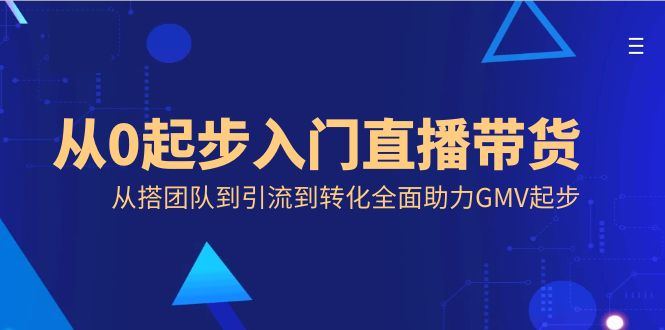 （8745期）从0起步入门直播带货，从搭团队到引流到转化全面助力GMV起步-搞钱专业户