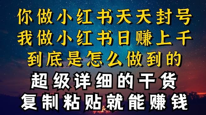 都知道小红书能引流私域变现，可为什么我能一天引流几十人变现上千，但你却频频封号违规被限流-搞钱专业户