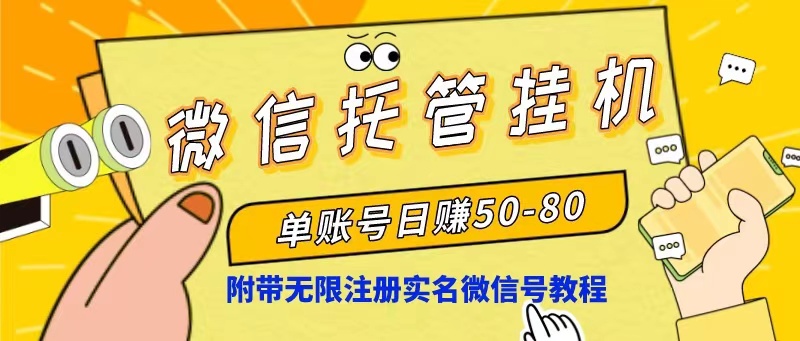 （10217期）微信托管挂机，单号日赚50-80，项目操作简单（附无限注册实名微信号教程）-搞钱专业户