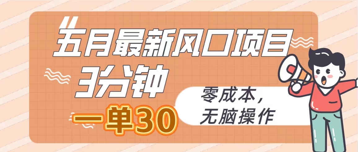 （10256期）五月最新风口项目，3分钟一单30，零成本，无脑操作-搞钱专业户