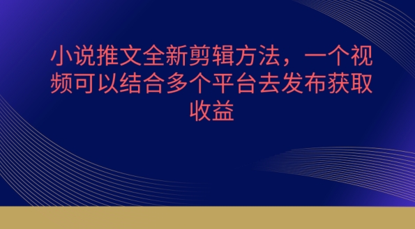 小说推文全新剪辑方法，一个视频可以结合多个平台去发布获取-搞钱专业户