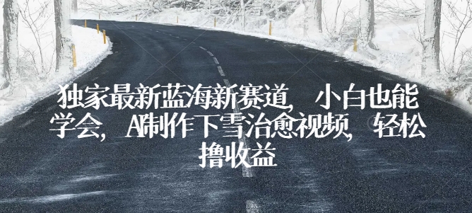 独家最新蓝海新赛道，小白也能学会，AI制作下雪治愈视频，轻松撸收益-搞钱专业户