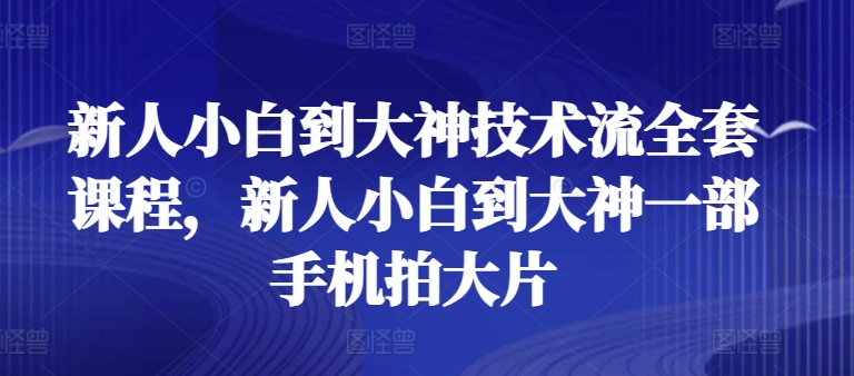 新人小白到大神技术流全套课程，新人小白到大神一部手机拍大片-搞钱专业户