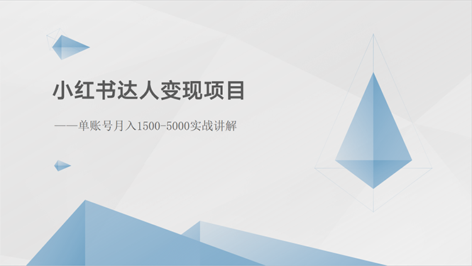 （10720期）小红书达人变现项目：单账号月入1500-3000实战讲解-搞钱专业户