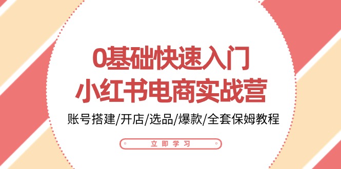 0基础快速入门小红书电商实战营：账号搭建/开店/选品/爆款/全套保姆教程-搞钱专业户