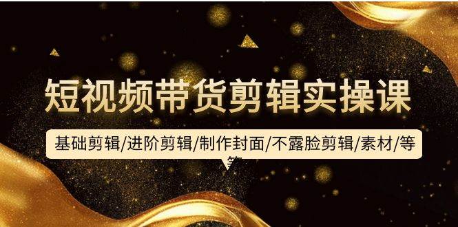 短视频带货剪辑实操课：基础剪辑/进阶剪辑/制作封面/不露脸剪辑/素材/等等-搞钱专业户