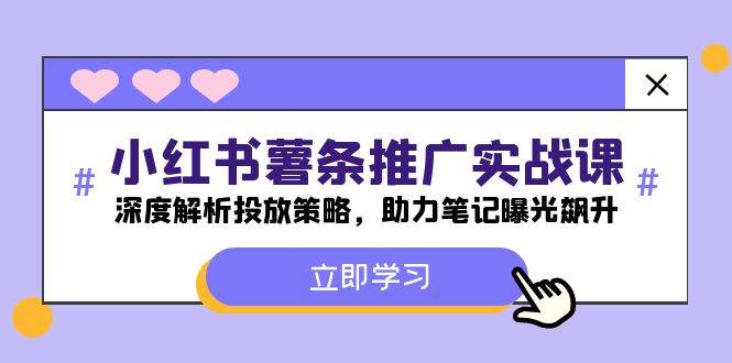 小红书-薯 条 推 广 实战课：深度解析投放策略，助力笔记曝光飙升-搞钱专业户