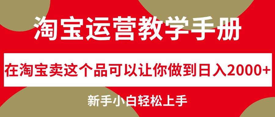 淘宝运营教学手册，在淘宝卖这个品可以让你做到日入2000+，新手小白轻…-搞钱专业户