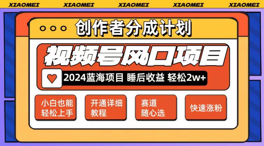 微信视频号大风口项目 轻松月入2w+ 多赛道选择，可矩阵，玩法简单轻松上手-搞钱专业户