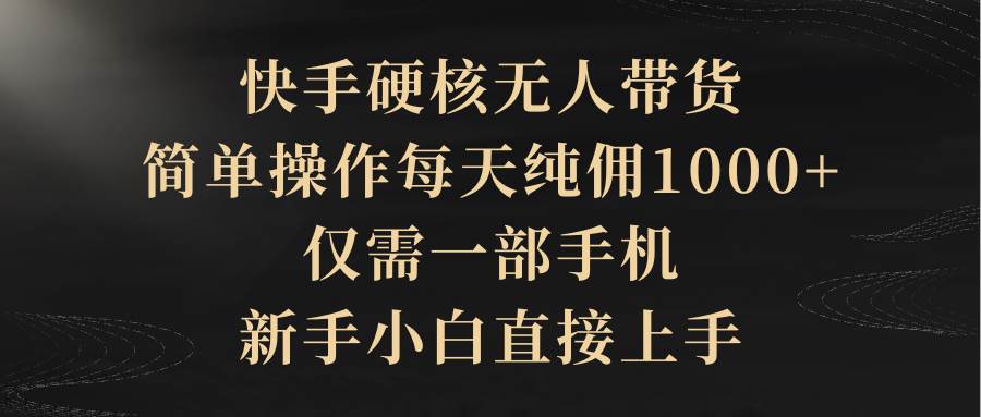 快手硬核无人带货，简单操作每天纯佣1000+,仅需一部手机，新手小白直接上手-搞钱专业户