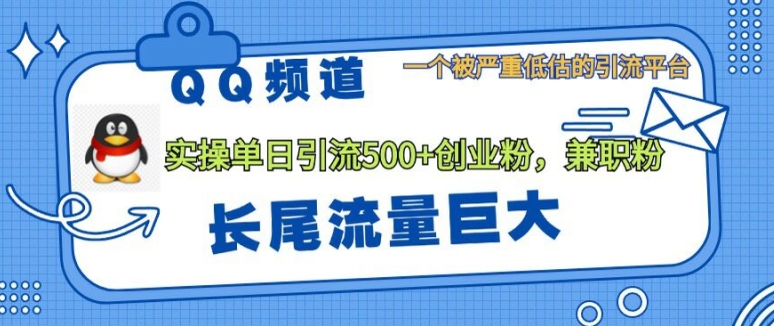QQ频道靠长尾流量每日引流创业粉500+，实操月变现5K+-搞钱专业户