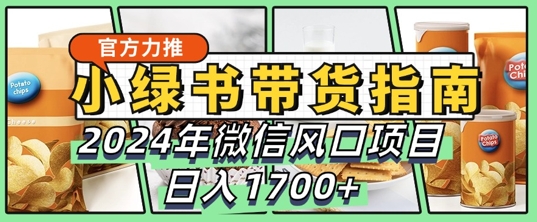 小绿书带货完全教学指南，2024年10月微信风口项目，日入1.7k-搞钱专业户