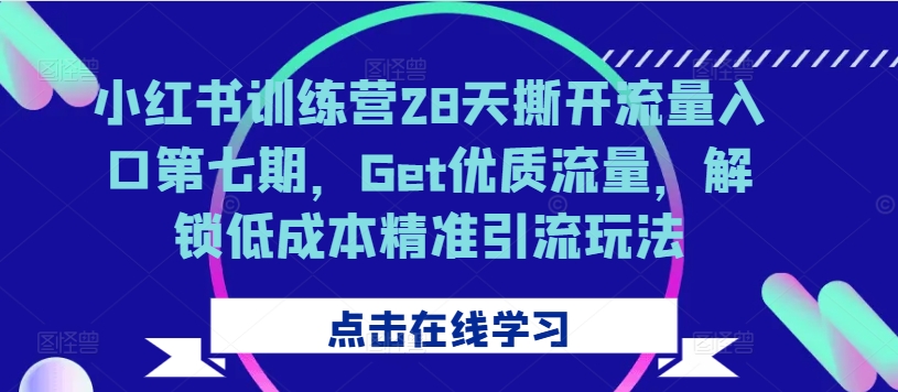 小红书训练营28天撕开流量入口第七期，Get优质流量，解锁低成本精准引流玩法-搞钱专业户