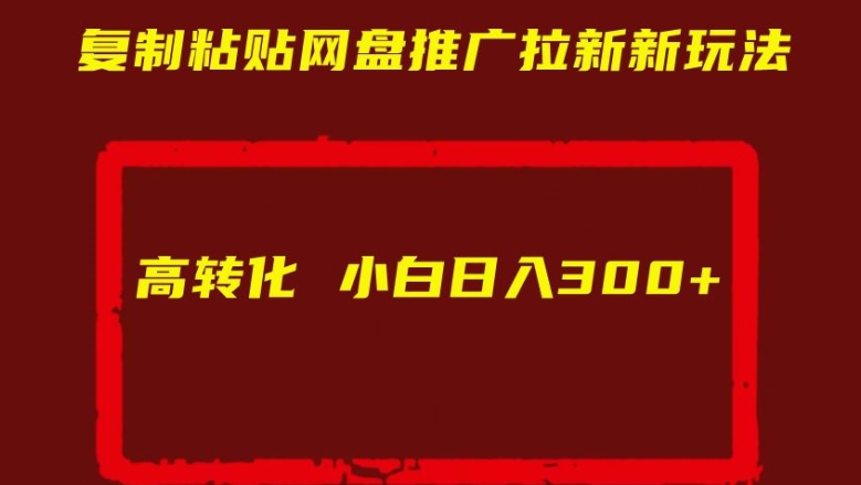 复制粘贴网盘推广拉新新玩法高转化小白日入300+【揭秘】-搞钱专业户