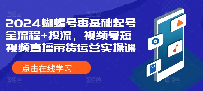 2024蝴蝶号零基础起号全流程+投流，视频号短视频直播带货运营实操课-搞钱专业户