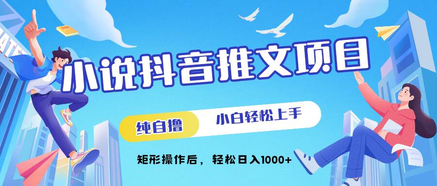 小说抖音推文项目，纯自撸，小白轻松上手，矩形操作后，轻松日入几张-搞钱专业户