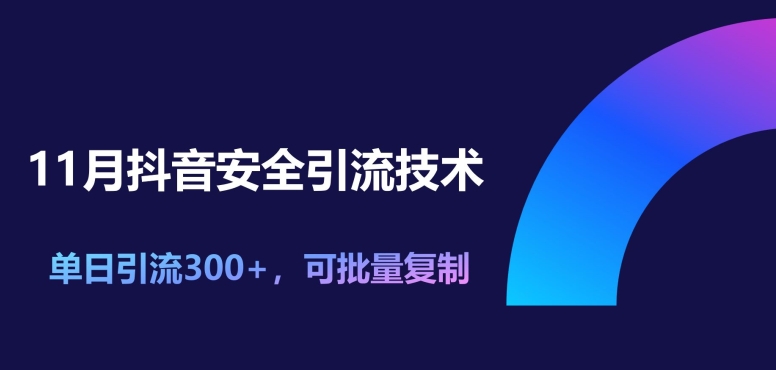 11月抖音安全引流技术，单日引流300+，可批量复制-搞钱专业户