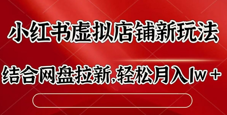 小红书虚拟店铺新玩法，结合网盘拉新，轻松月入1w-搞钱专业户