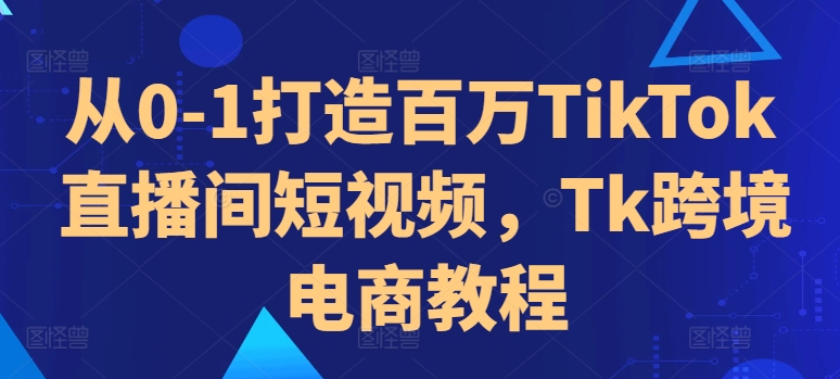 从0-1打造百万TikTok直播间短视频，Tk跨境电商教程-搞钱专业户