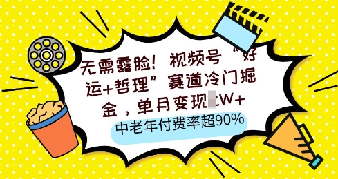 无需露脸，视频号“好运+哲理”赛道冷门掘金，单月变现2W+，中老年付费率超90%-搞钱专业户