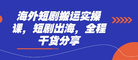海外短剧搬运实操课，短剧出海，全程干货分享-搞钱专业户