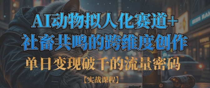 单日变现破千的流量密码，AI动物拟人化赛道+社畜共鸣的跨维度创作-资源分享吧