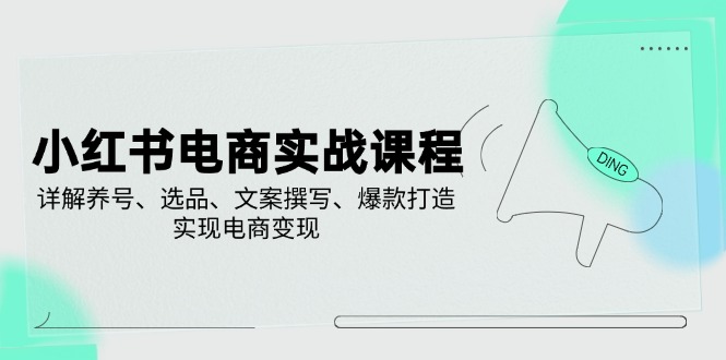 （14549期）小红书电商实战课程，详解养号、选品、文案撰写、爆款打造，实现电商变现-搞钱专业户