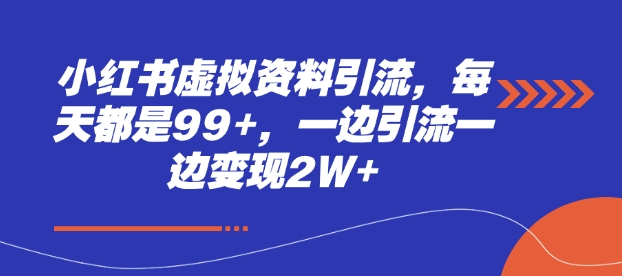 小红书虚拟资料引流，每天都是99+，一边引流一边变现2W+-搞钱专业户