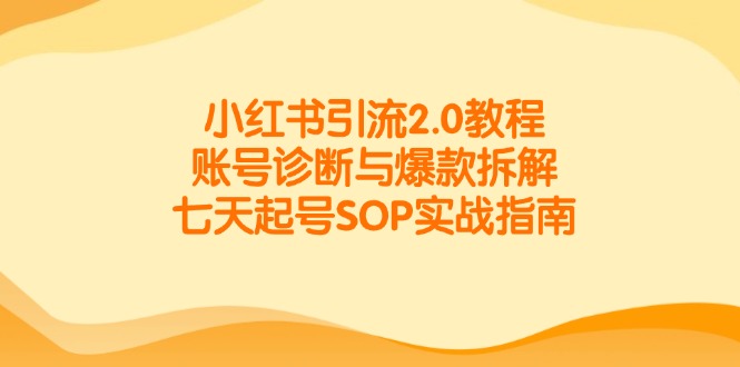 （14981期）小红书引流2.0教程，账号诊断与爆款拆解，七天起号SOP实战指南-搞钱专业户