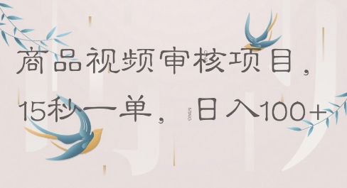 商品视频审核项目，15秒一单，日入100+-搞钱专业户