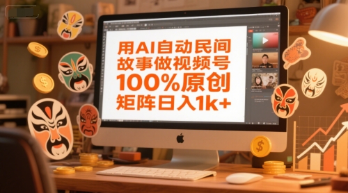 用AI自动民间故事做视频号，100%原创，矩阵日入1k+-搞钱专业户