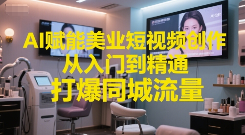 AI赋能美业短视频创作，从入门到精通，打爆同城流量，超级AI工具短视频实操落地-搞钱专业户