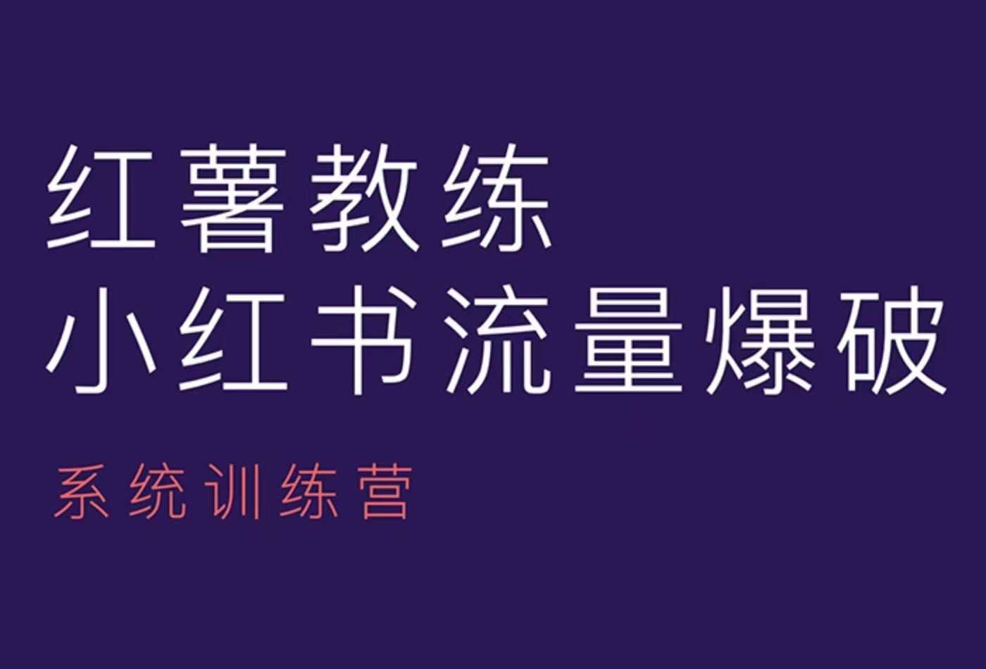 红薯教练-小红书内容运营课，小红书运营学习终点站-搞钱专业户