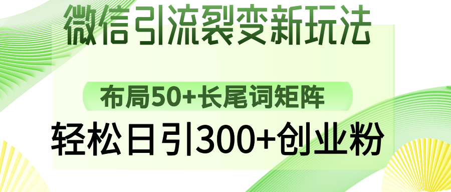 （14451期）微信引流裂变新玩法：布局50+长尾词矩阵，轻松日引300+创业粉-搞钱专业户