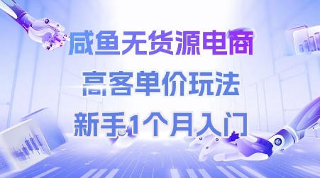 咸鱼无货源电商，高客单价玩法，新手1个月入门-搞钱专业户