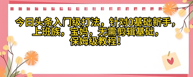 今日头条入门级打法，针对宝妈，上班族，0基础新手的保姆级课程-搞钱专业户