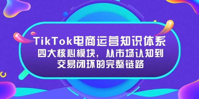 （15065期）TikTok电商运营知识体系：四大核心模块，从市场认知到交易闭环的完整链路-搞钱专业户
