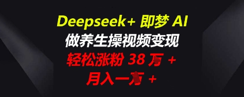 Deepseek+即梦AI，做养生操视频变现，轻松涨粉38W+，月入一W+-资源分享吧