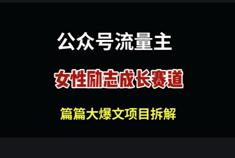 公众号女性励志赛道，万次阅读收益100+-搞钱专业户