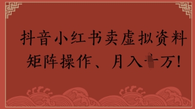 抖音小红书卖虚拟教辅、公务员资料，矩阵操作，月入1W+-搞钱专业户
