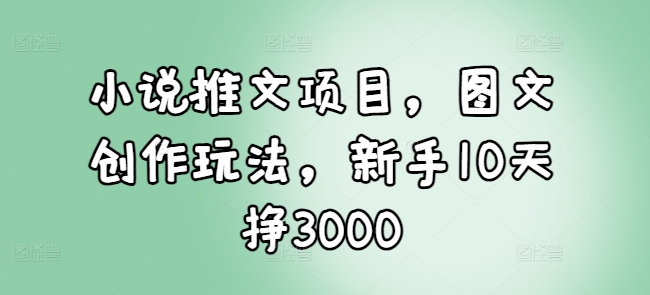 小说推文项目，图文创作玩法，新手10天挣3000-搞钱专业户