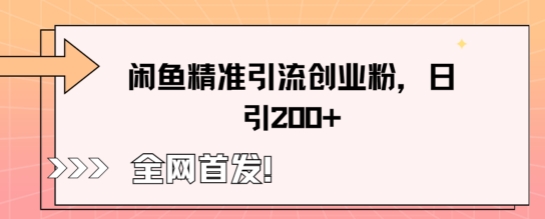 闲鱼精准引流创业粉，轻松日引200+-搞钱专业户