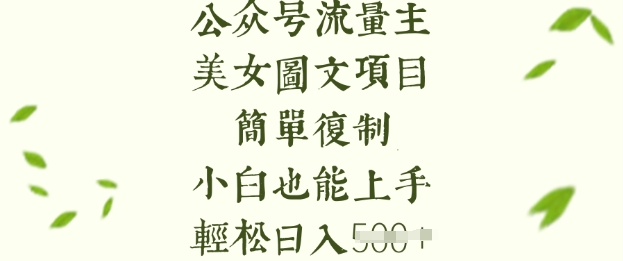 流量主长期收益项目，美女图片简单复制，小白也能上手，轻松日入5张-搞钱专业户