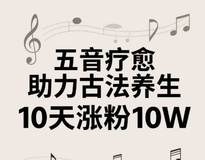 古法五音养生教程，五音疗愈的视频的制作方法，2-4小时就能学会，作者10天涨粉10W-搞钱专业户