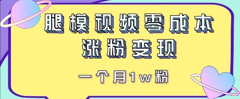 腿模视频，零成本涨粉变现，一个月1w粉-搞钱专业户
