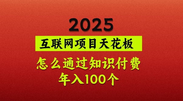 2025项目天花板，普通怎么通过知识付费翻身，年入百个【揭秘】-搞钱专业户