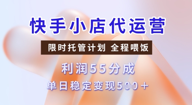 快手小店代运营3.0，模式新升级，收益55分，稳定单日5张【揭秘】-搞钱专业户