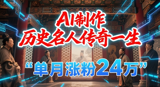 暴力起号！用AI制作历史名人传奇一生，单月涨粉24W，涨粉+变现赛道黑马来了-搞钱专业户