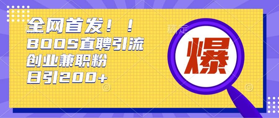 通过Boss直聘，每天轻松钓到200+多条创业大鱼的秘籍【揭秘】-搞钱专业户