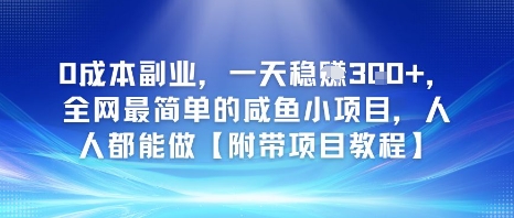 0成本副业，一天稳入3张，全网最简单的咸鱼小项目，人人都能做【附带项目教程】-搞钱专业户